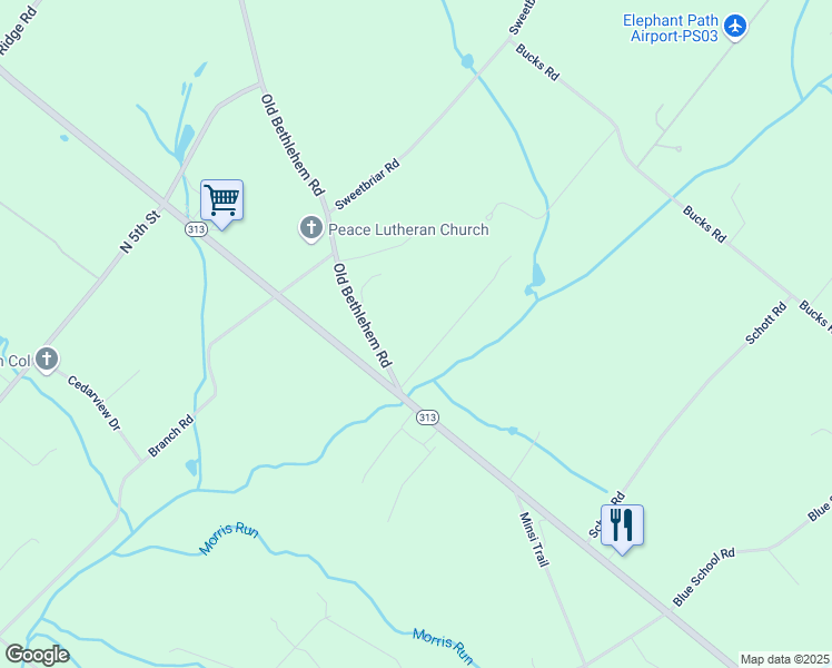 map of restaurants, bars, coffee shops, grocery stores, and more near 23 Old Bethlehem Road in Perkasie