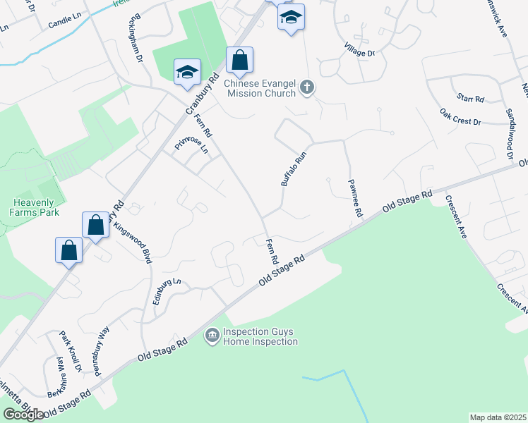 map of restaurants, bars, coffee shops, grocery stores, and more near 17 Fern Road in East Brunswick