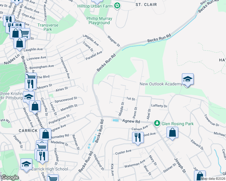 map of restaurants, bars, coffee shops, grocery stores, and more near 459 1st Street in Pittsburgh