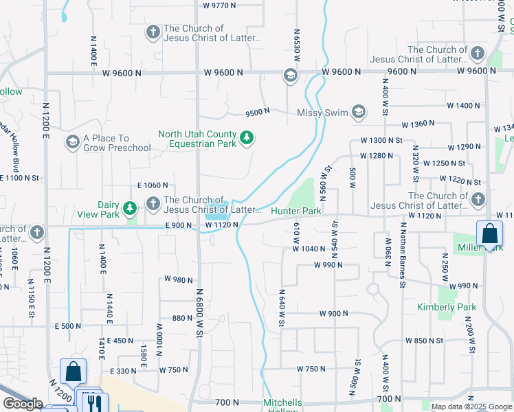 map of restaurants, bars, coffee shops, grocery stores, and more near 1083 North 700 West Circle in American Fork
