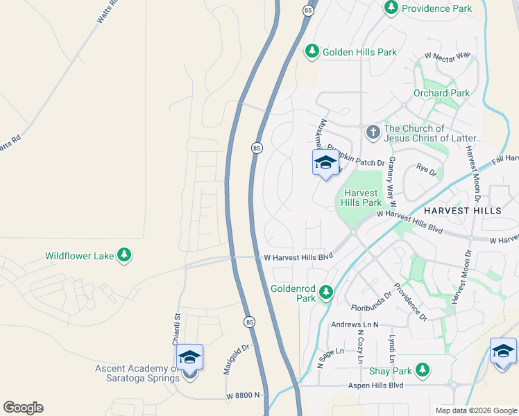 map of restaurants, bars, coffee shops, grocery stores, and more near 2083 North Elderberry Drive in Saratoga Springs