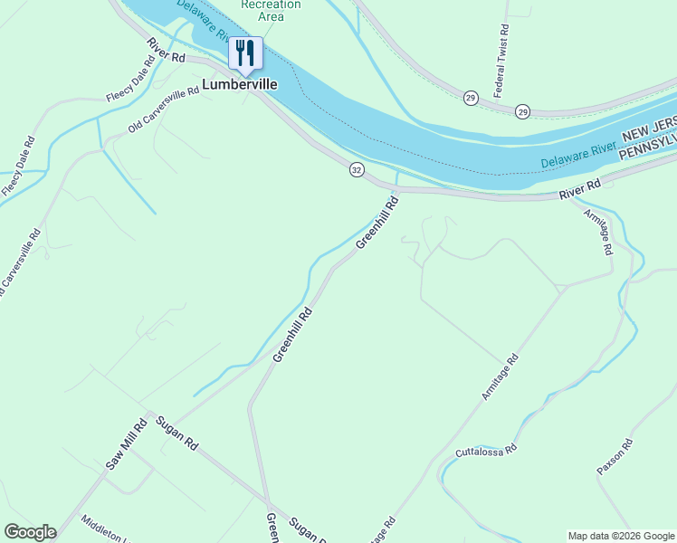 map of restaurants, bars, coffee shops, grocery stores, and more near 6600 Greenhill Road in New Hope