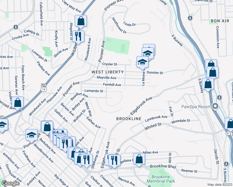map of restaurants, bars, coffee shops, grocery stores, and more near 681 Hartranft Street in Pittsburgh