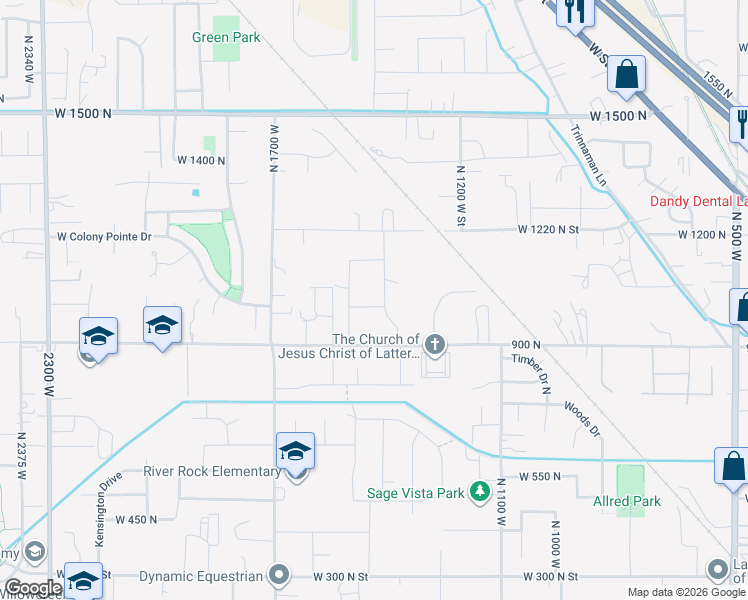 map of restaurants, bars, coffee shops, grocery stores, and more near 995 Titan Drive in Lehi