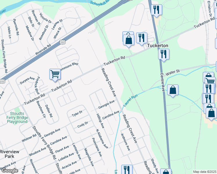 map of restaurants, bars, coffee shops, grocery stores, and more near 4036 Reading Crest Avenue in Reading