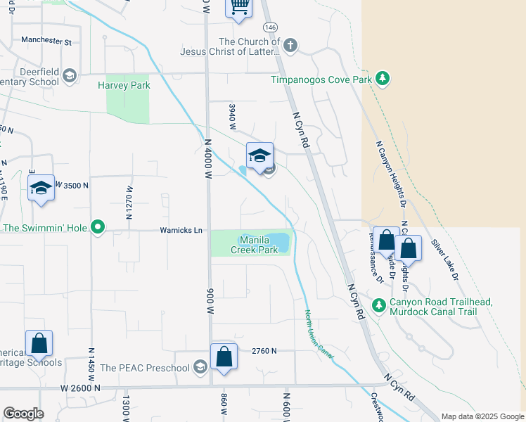 map of restaurants, bars, coffee shops, grocery stores, and more near 706 West 3300 North in Pleasant Grove