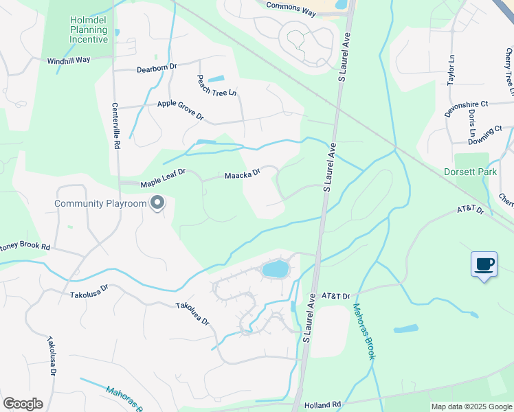 map of restaurants, bars, coffee shops, grocery stores, and more near 9 Boxwood Terrace in Holmdel
