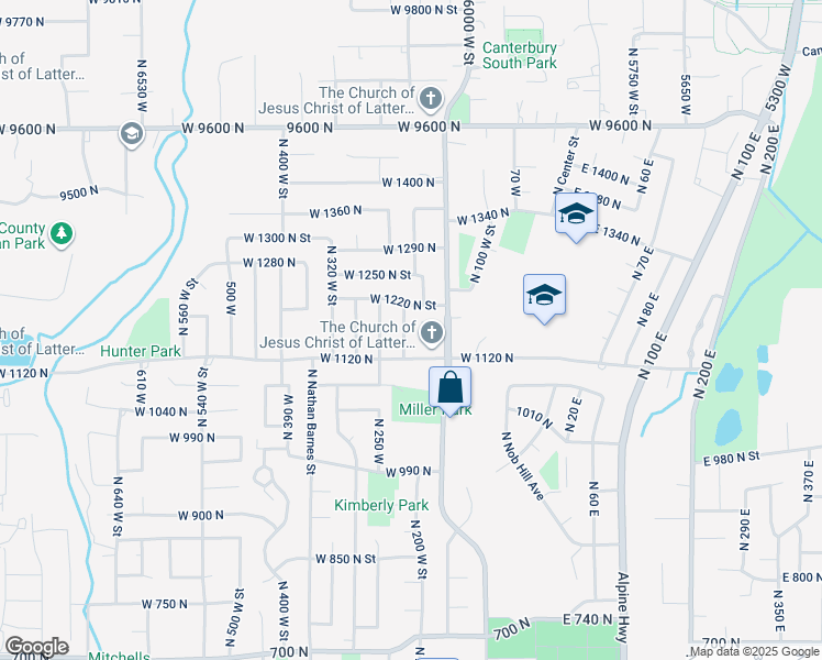 map of restaurants, bars, coffee shops, grocery stores, and more near 1214 North 210 West in American Fork