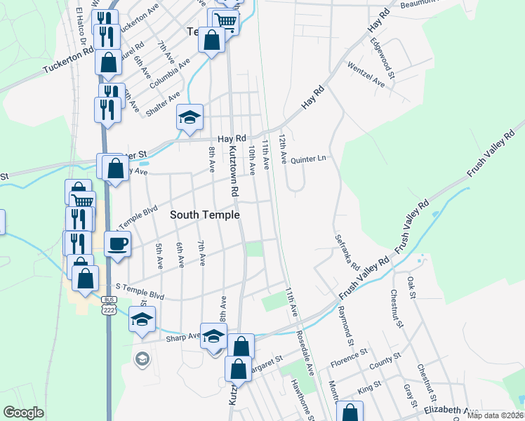 map of restaurants, bars, coffee shops, grocery stores, and more near 1009 Elnore Avenue in Temple