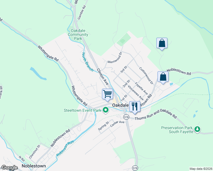 map of restaurants, bars, coffee shops, grocery stores, and more near 266 Clinton Avenue in Oakdale