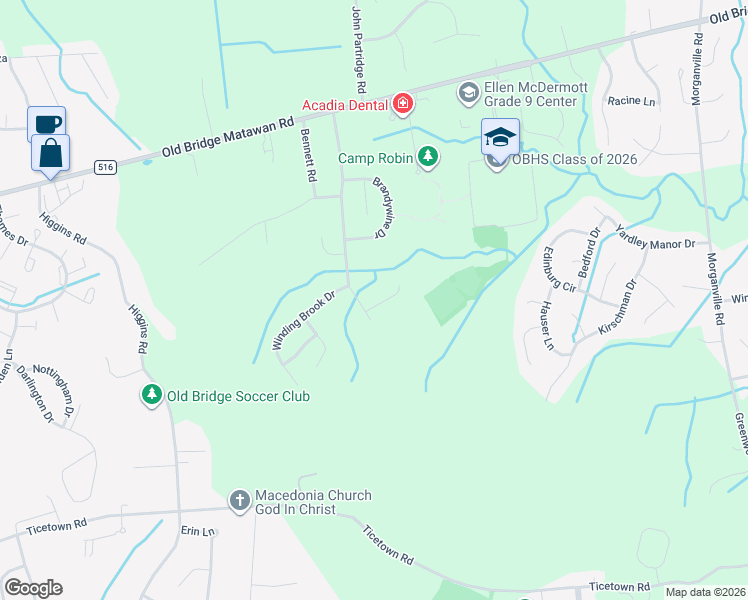 map of restaurants, bars, coffee shops, grocery stores, and more near 23 Kara Court in Matawan