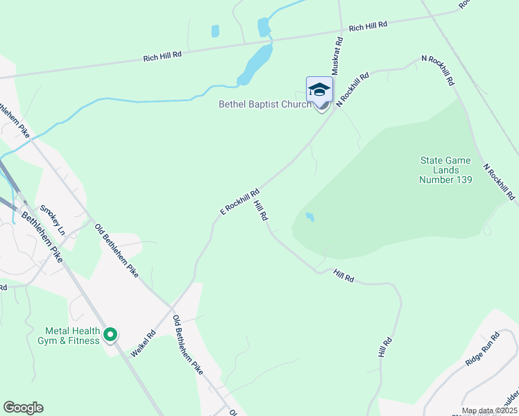 map of restaurants, bars, coffee shops, grocery stores, and more near 2551 Hill Rd in Sellersville