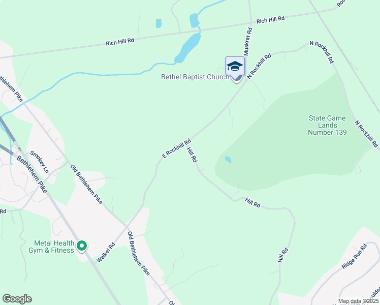 map of restaurants, bars, coffee shops, grocery stores, and more near 2554 Hill Road in Sellersville