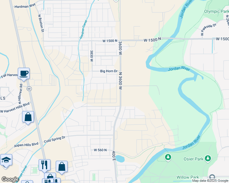 map of restaurants, bars, coffee shops, grocery stores, and more near 1029 North 3620 West in Lehi