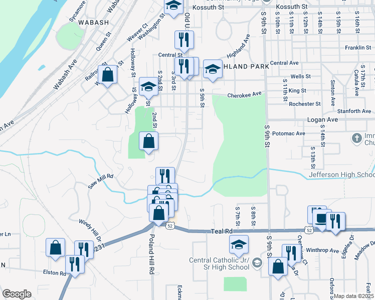 map of restaurants, bars, coffee shops, grocery stores, and more near 305 Montefiore Street in Lafayette