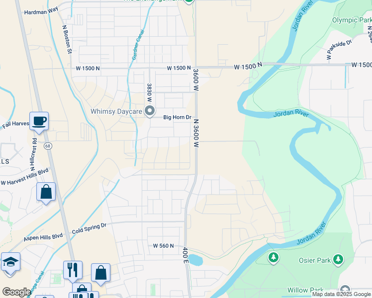 map of restaurants, bars, coffee shops, grocery stores, and more near 1041 North 3620 West in Lehi