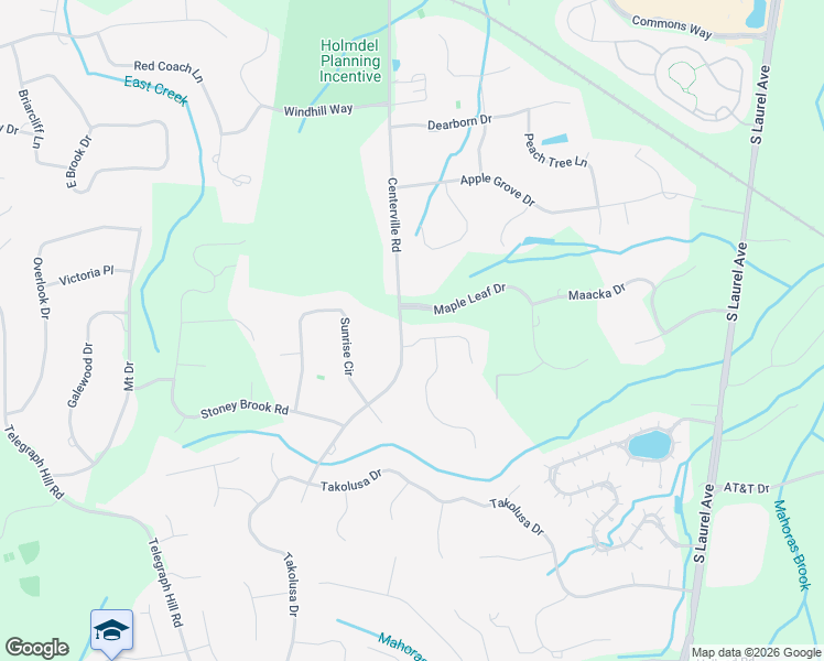map of restaurants, bars, coffee shops, grocery stores, and more near 3 Ridge Hill Way in Holmdel