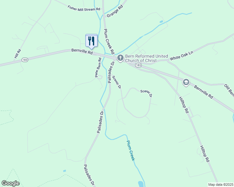 map of restaurants, bars, coffee shops, grocery stores, and more near 529 Scenic Drive in Bernville