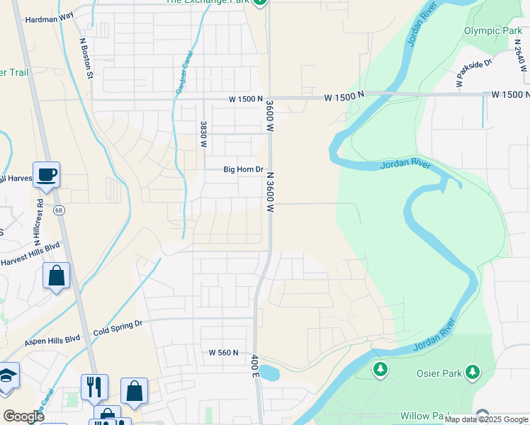 map of restaurants, bars, coffee shops, grocery stores, and more near 1044 North 3620 West in Lehi