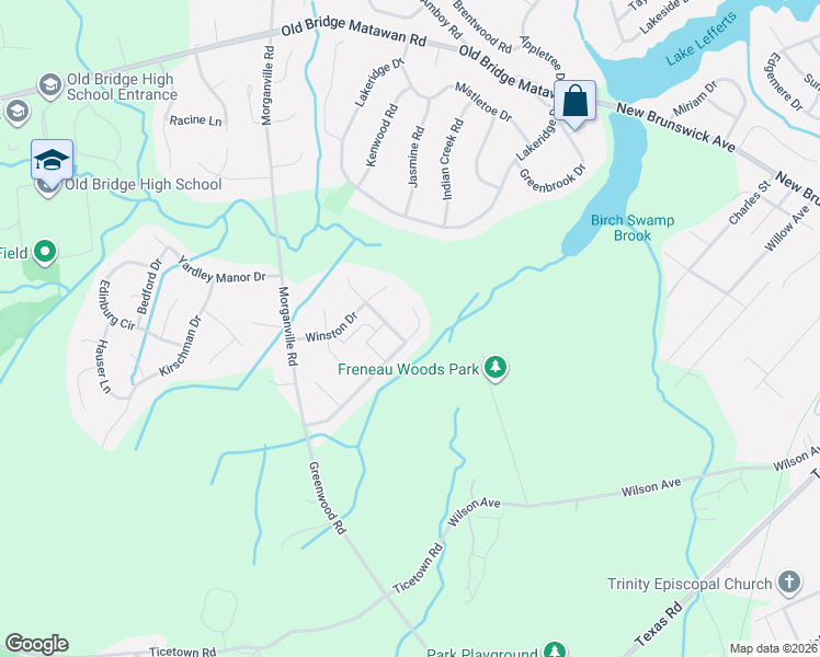 map of restaurants, bars, coffee shops, grocery stores, and more near 43 Pemberton Drive in Matawan