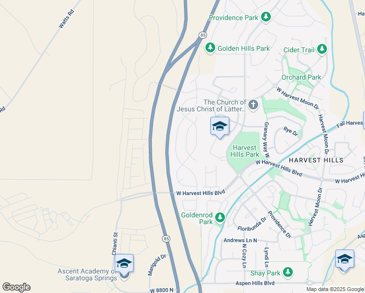map of restaurants, bars, coffee shops, grocery stores, and more near 2123 Wallflower Drive in Saratoga Springs