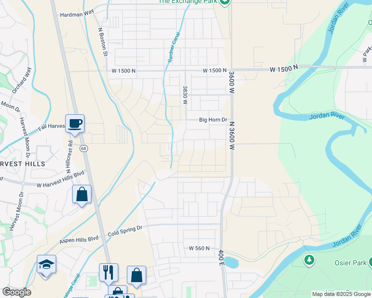 map of restaurants, bars, coffee shops, grocery stores, and more near 1052 Canvasback Drive in Eagle Mountain