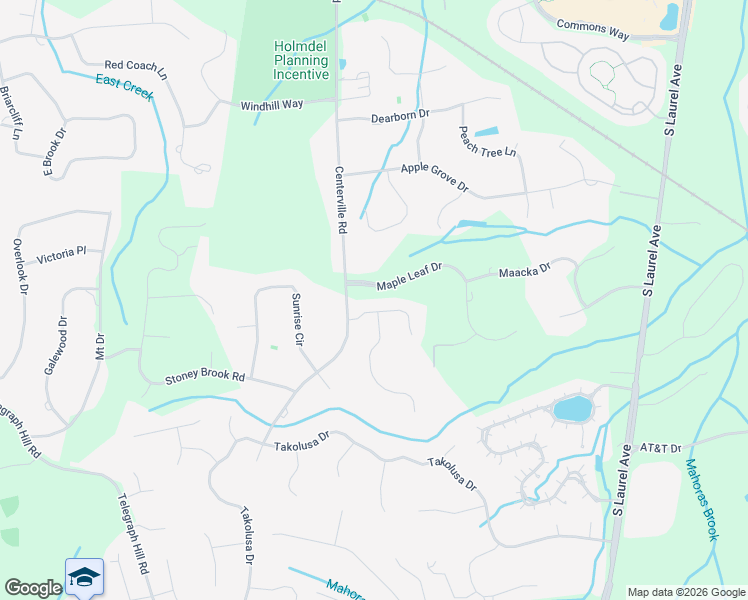 map of restaurants, bars, coffee shops, grocery stores, and more near 3 Ridge Hill Way in Holmdel