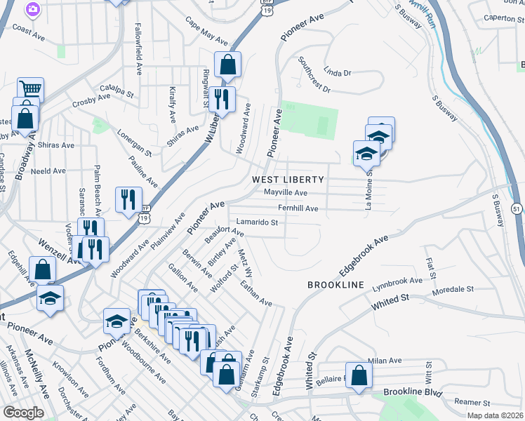 map of restaurants, bars, coffee shops, grocery stores, and more near 352 Fernhill Avenue in Pittsburgh