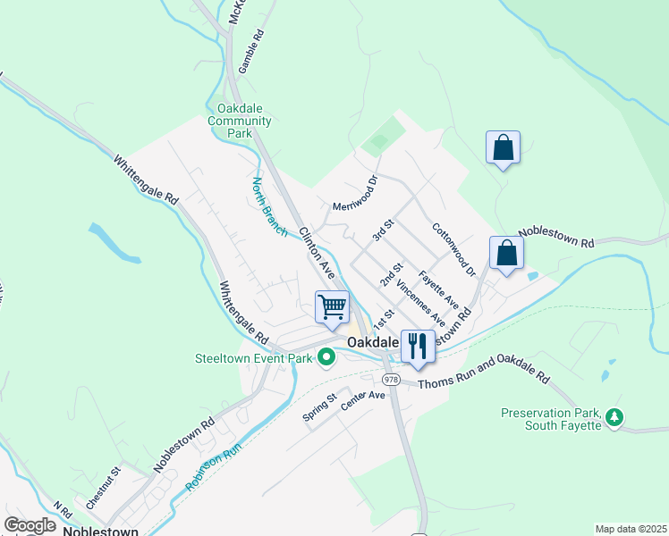 map of restaurants, bars, coffee shops, grocery stores, and more near 266 Clinton Avenue in Oakdale