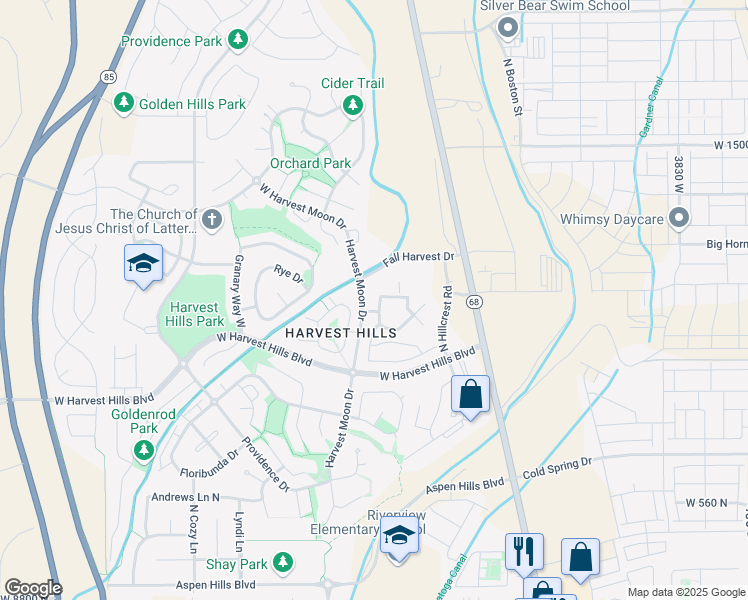 map of restaurants, bars, coffee shops, grocery stores, and more near 2125 Morning Star Drive in Saratoga Springs