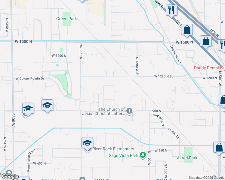 map of restaurants, bars, coffee shops, grocery stores, and more near 1073 Titan Drive in Lehi