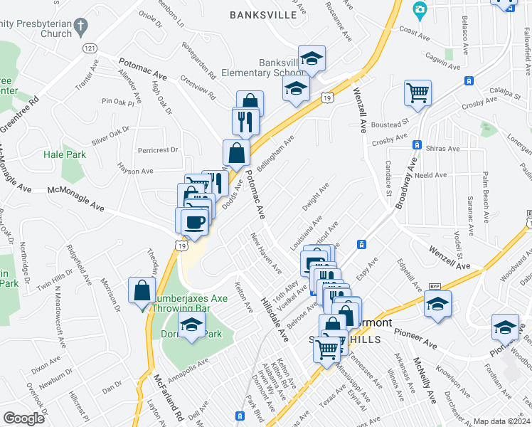map of restaurants, bars, coffee shops, grocery stores, and more near 2900 Crosby Avenue in Pittsburgh