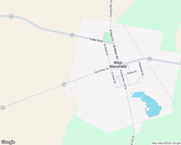 map of restaurants, bars, coffee shops, grocery stores, and more near 408 West Center Street in West Mansfield