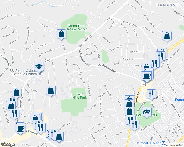 map of restaurants, bars, coffee shops, grocery stores, and more near 844 Ridgefield Avenue in Pittsburgh