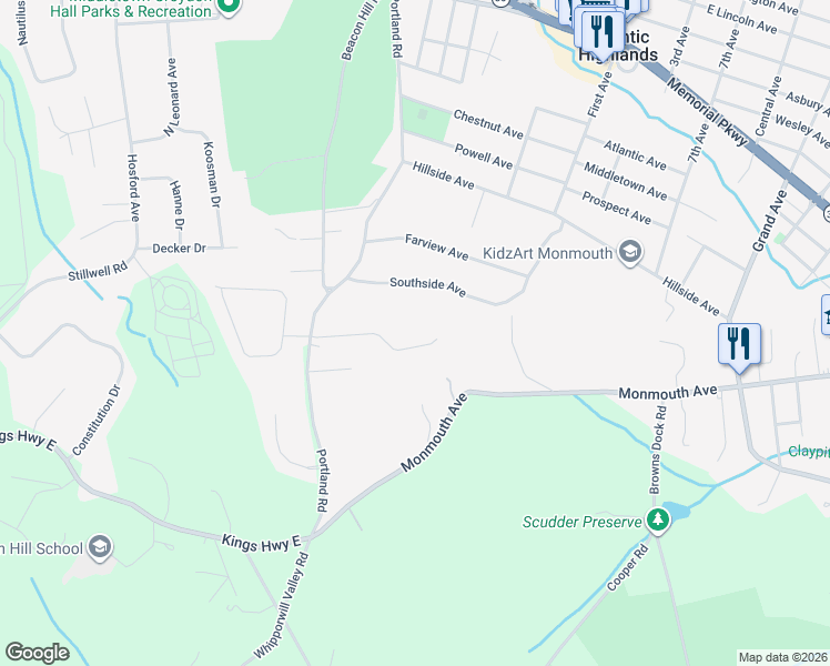 map of restaurants, bars, coffee shops, grocery stores, and more near 9 Withers Lane in Atlantic Highlands