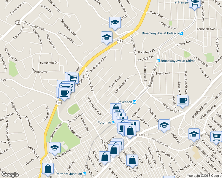 map of restaurants, bars, coffee shops, grocery stores, and more near 2749 Dwight Ave in Pittsburgh