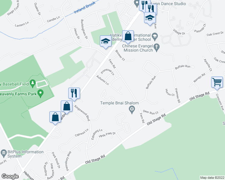 map of restaurants, bars, coffee shops, grocery stores, and more near 23 Autumn Lane in East Brunswick