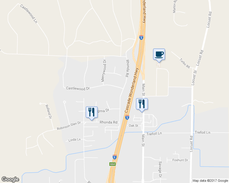 map of restaurants, bars, coffee shops, grocery stores, and more near 20739 Castlewood Drive in Cottonwood