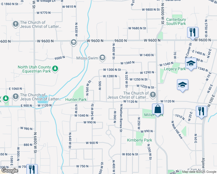 map of restaurants, bars, coffee shops, grocery stores, and more near 1212 North 450 West in American Fork