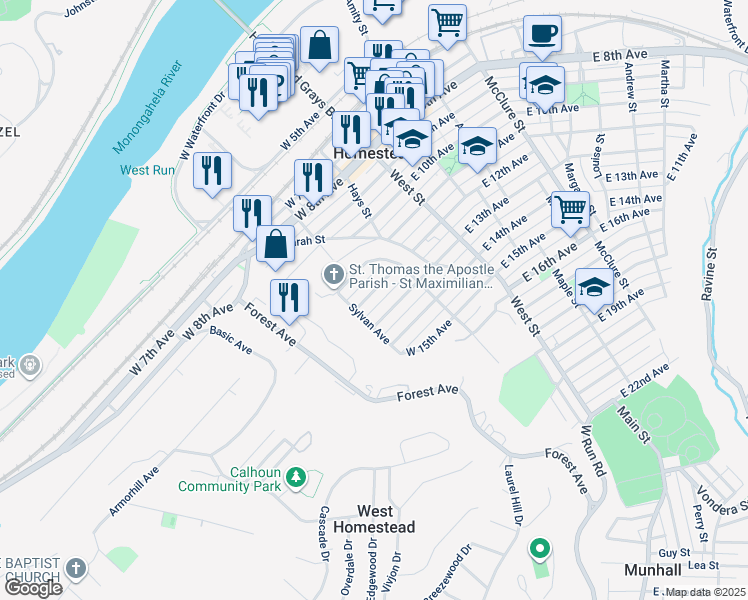 map of restaurants, bars, coffee shops, grocery stores, and more near 358 West 12th Avenue in Homestead