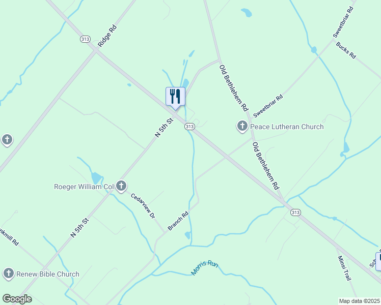map of restaurants, bars, coffee shops, grocery stores, and more near 250 West Route 313 in Perkasie