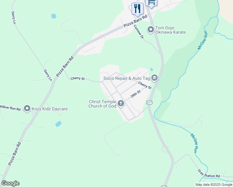map of restaurants, bars, coffee shops, grocery stores, and more near 50 Poplar Street in Blairsville