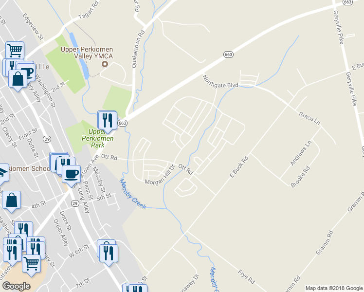 map of restaurants, bars, coffee shops, grocery stores, and more near 2000 Hidden Meadows Avenue in Pennsburg
