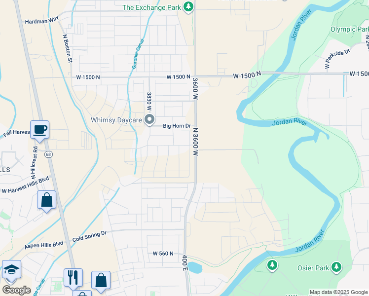 map of restaurants, bars, coffee shops, grocery stores, and more near 1099 North 3620 West in Lehi