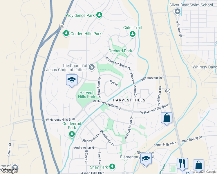 map of restaurants, bars, coffee shops, grocery stores, and more near 2147 Millet Place in Saratoga Springs