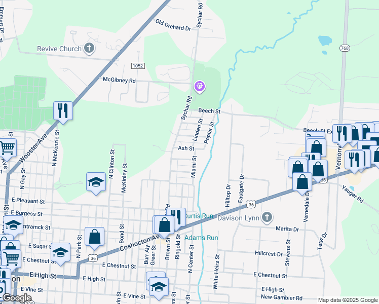 map of restaurants, bars, coffee shops, grocery stores, and more near 9 Oberlin Street in Mount Vernon