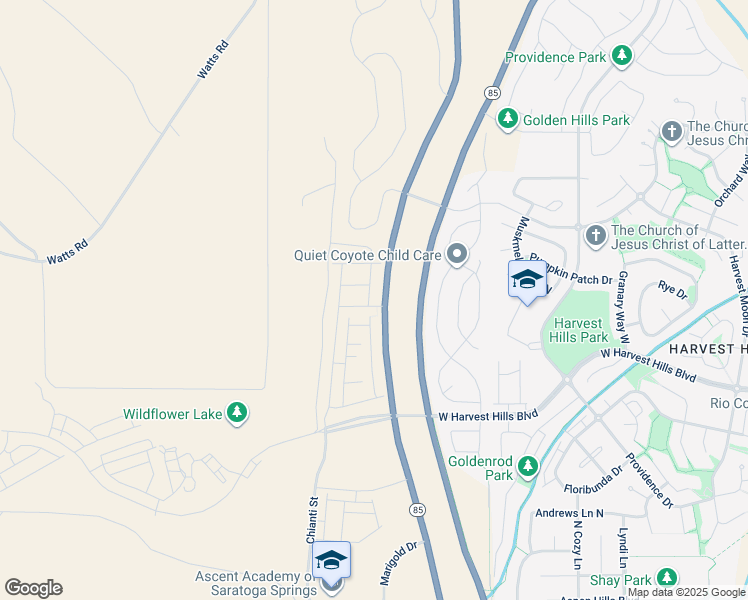map of restaurants, bars, coffee shops, grocery stores, and more near 2162 Cloverleaf Way in Saratoga Springs