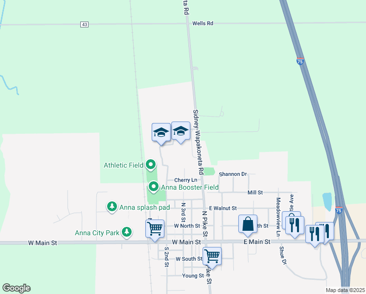 map of restaurants, bars, coffee shops, grocery stores, and more near 1 McRill Way in Anna