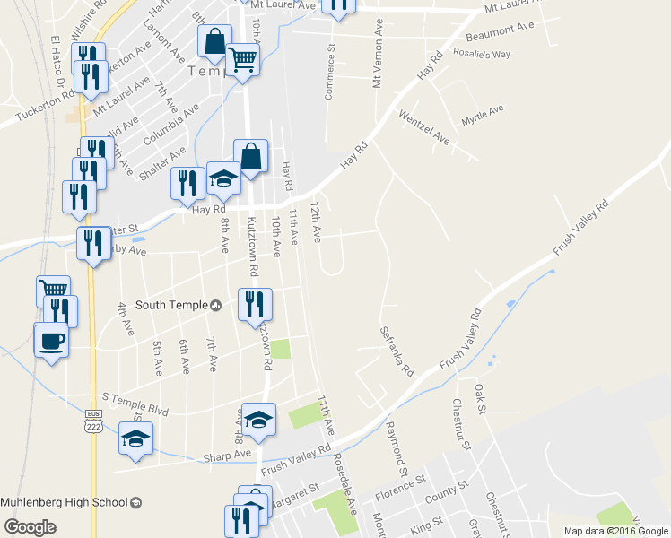 map of restaurants, bars, coffee shops, grocery stores, and more near 4329 12th Avenue in Temple