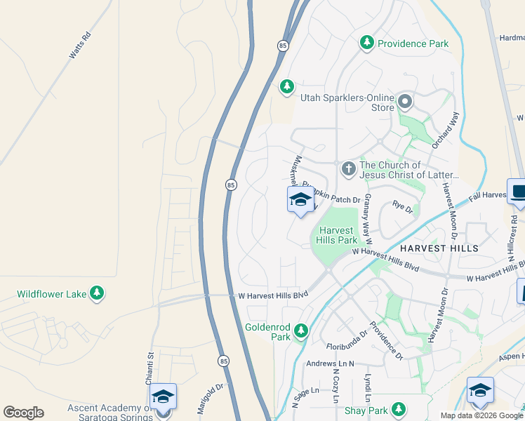 map of restaurants, bars, coffee shops, grocery stores, and more near 2132 North Wild Hyacinth Drive in Saratoga Springs